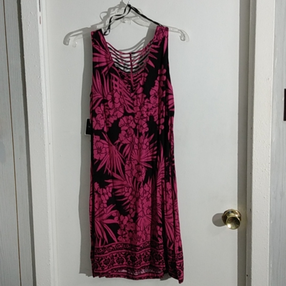 Ladies R & K Originals Sleeveless Pink/ Black  Dress size 10 - Picture 3 of 12